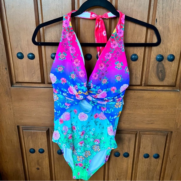 NEW! Johnny Was Sample Tag One Piece Keyhole Swimsuit Size Small - Picture 3 of 7